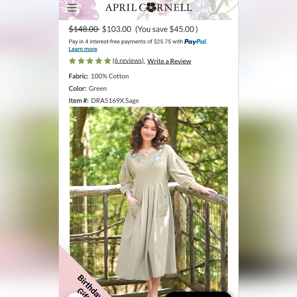 Sage Green Embroidered Cotton Midi Dress